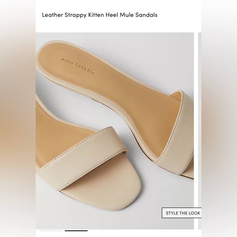 NIB Ann Taylor Leather Kitten Heel Mule Sandals Size 8